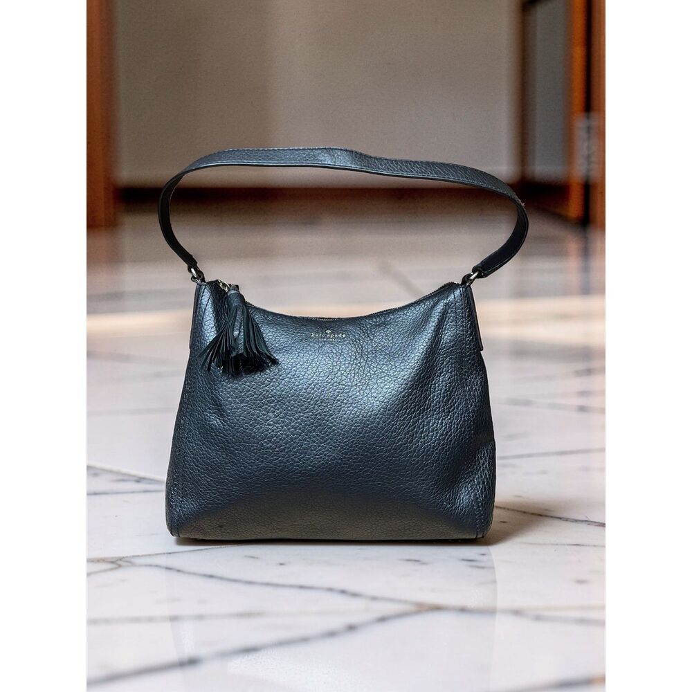Kate Spade Southport Ave Aurelia Black Pebbled Leather Hobo Shoulder Bag Vintage